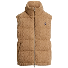 Polo Ralph Lauren Cable-Knit Wool-Cashmere Vest, Camel Melange